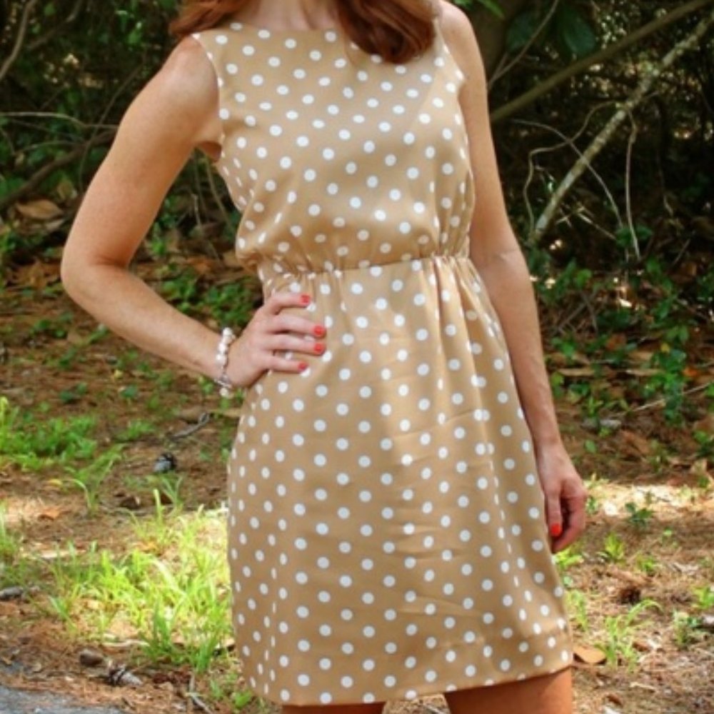 J Crew Tan Polka Dot Summer Dress